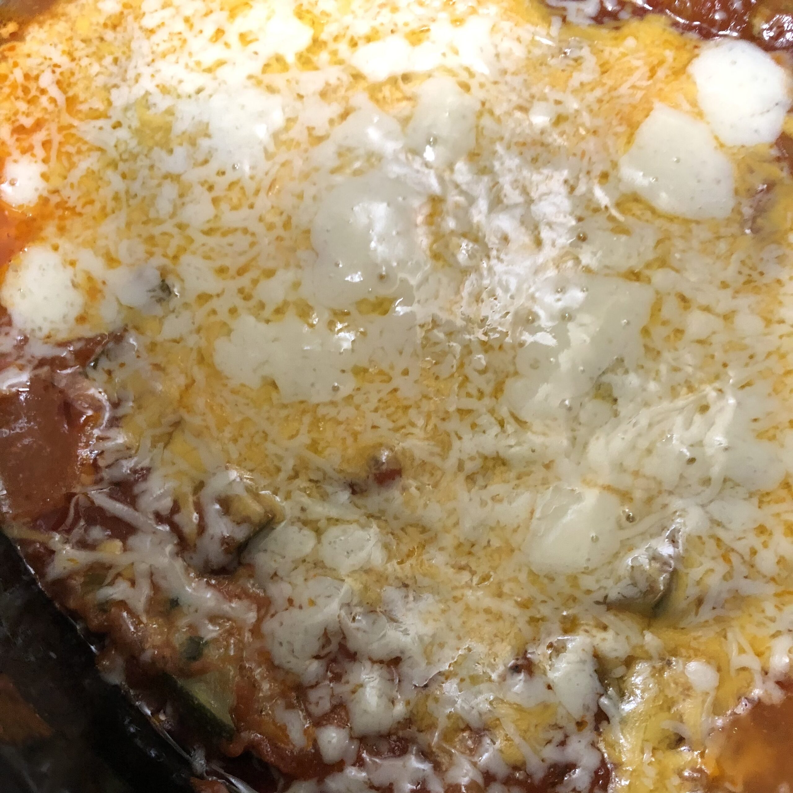 Added cheese for the last 30 minutes and melted on the top to finish off the Zucchini lasagna