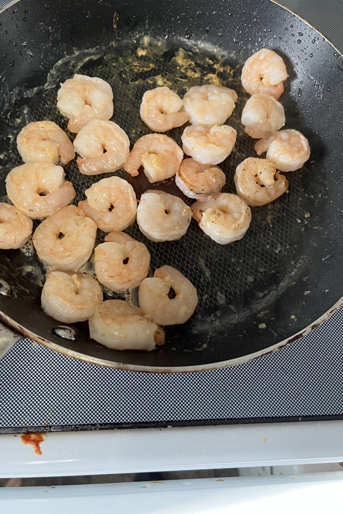 Shrimp cookie and a frying pan starting to get a nice pink color so I think it looks a little bit orange