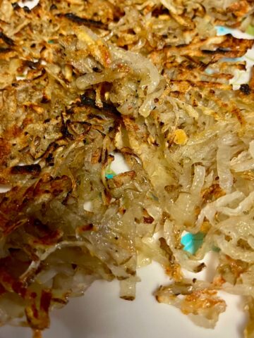 Square image of skillet hash browns